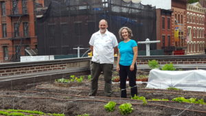 Kari & Chef Wade at Rosemary's rooftop garden
